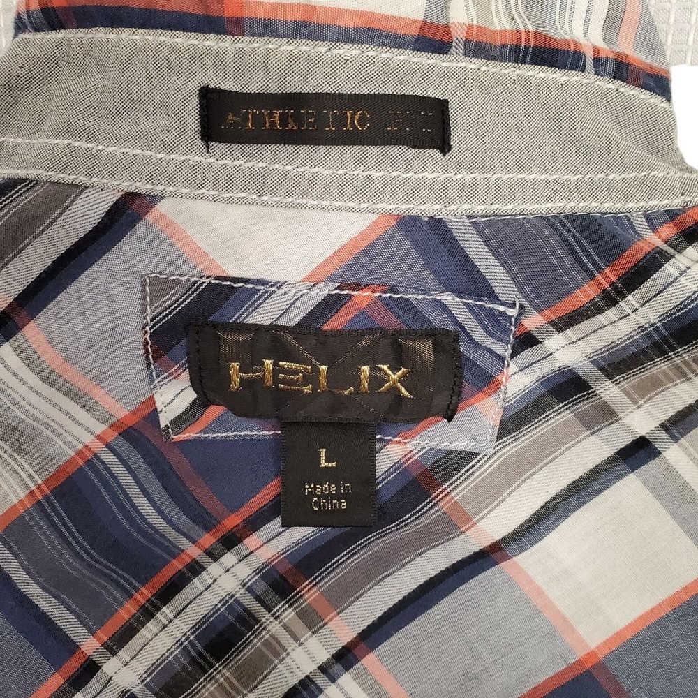 Helix Size L Shirt Casual Western Cowboy Button Front Athletic Fit Chest Pockets - Picture 7 of 8